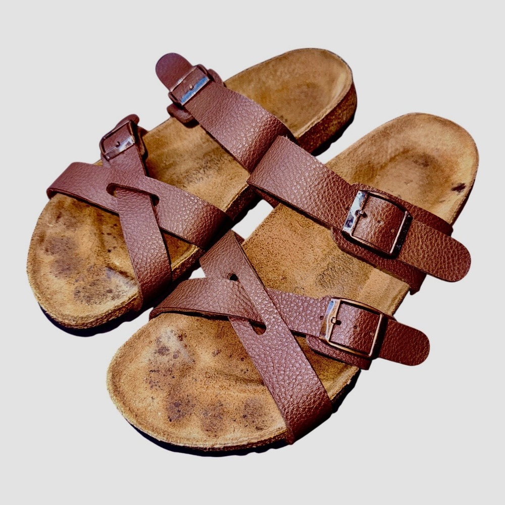 Birkenstock Nepal Brown Leather Criss Cross Strap Women's Sandals 37 US Size 6